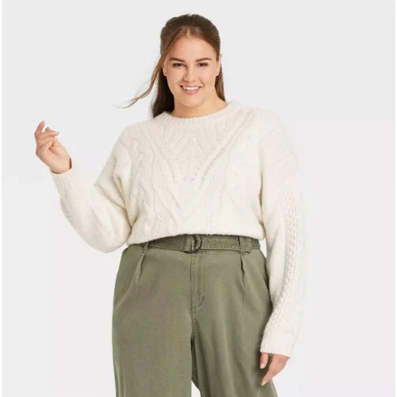 a new day Sweaters A New Day Womens Cable Knitted Long Sleeve